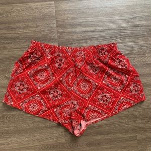 Red bandana style shorts
